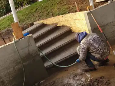 Exposed Aggregate Patio, Round Steps & Wall, Puget Sound WA, photo 3
