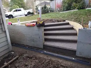Exposed Aggregate Patio, Round Steps & Wall, Puget Sound WA, photo 4