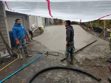 Tented Rainy-Season Driveway Pour, Puget Sound WA, photo 1