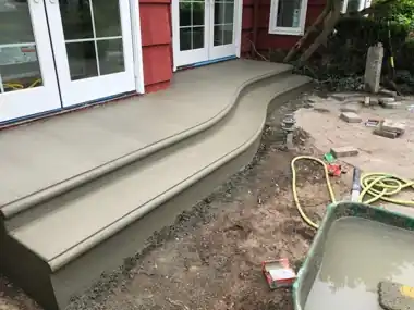 Wide Curved Steps over Pavers, Puget Sound WA, photo 1