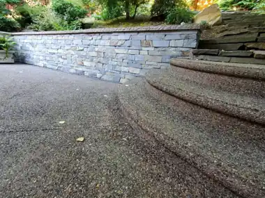 Stamped Driveway, Stone Walls & Exposed Steps, Puget Sound WA, photo 7