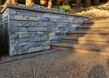 Stamped Driveway, Stone Walls & Exposed Steps, Puget Sound WA, photo 9