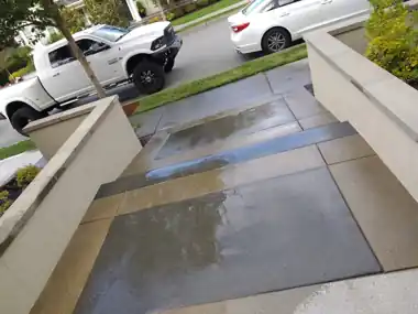 Driveway with Color Bands & Stone Pillars, Puget Sound WA, photo 2